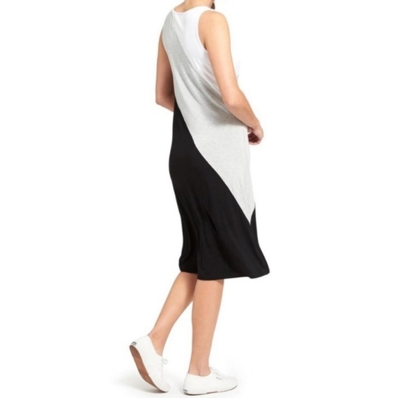 ATHLETA Diagonal Color Block Tank Midi Dress Sleeveless Round Neck Women's XXS - Picture 6 of 11